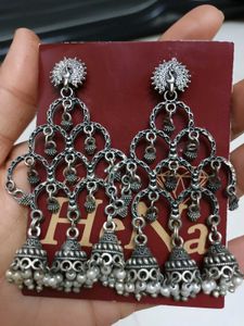 Elegant Silver Jhumka Earrings