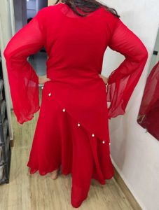 Red Embroidered Indian Long Dress
