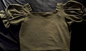 Olive Green Puff Sleeve Top