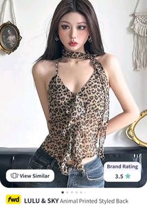 Lulu &amp; Sky Y2k Animal Print Halter Neck Top