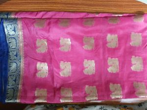 Silk Saree With Blue Border