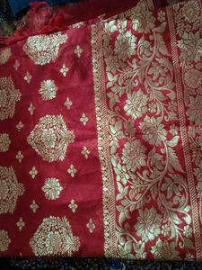 Red &amp; Gold Dress Material