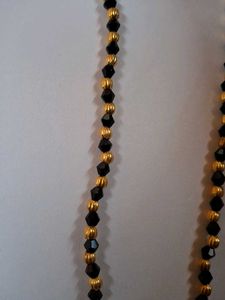 Ornate Gold &amp; Black Beaded Necklace