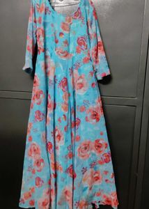 Floral Print Floor Touch Gown
