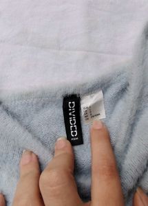 Fluffy Light Blue Crop Top