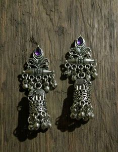 Silver Tone Jhumka Earrings