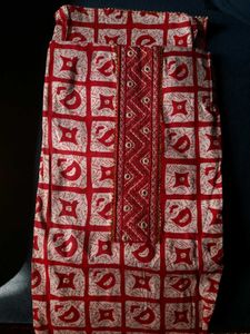 Red &amp; White Salwar Suit Fabric