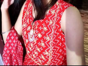 Red Embroidered Sharara Suit