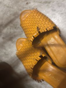 Woven Mustard Slides