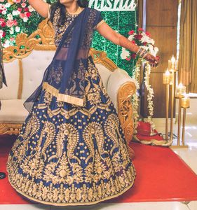 Elegant Golden Zari Lehenga For Sale