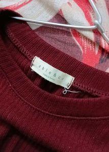 Burgundy T-Shirt Made In Korea