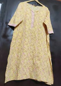 Light Yellow Printed Kurta Plazo Set For 44 Bust