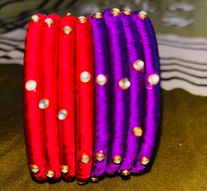 Red &amp; Purple Silk Thread Bangles