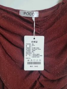 Burgundy Ruched Sparkle Top