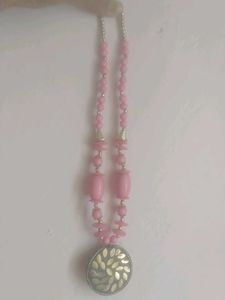 Boho Pink Beaded Necklace