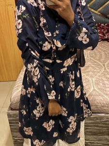 Elegant Navy Blue Floral Dress