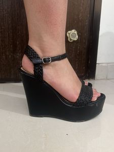 Black Braided Wedges