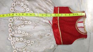Party Wear Off White And Red Combination Frock For