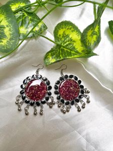 Resin Rose Jhumkas