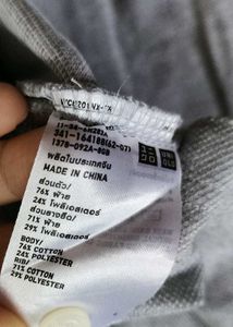 Uniqlo Men Cotton Mix Grey Printed Polo Tshirt