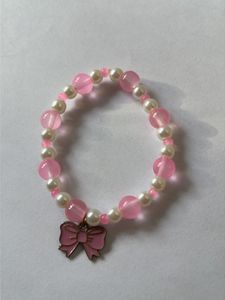 Pink Beaded Bracelet with Bow