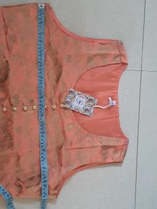 Diwali Peach Printed Kurta With Pocket and Zip