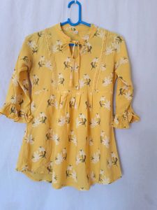 Yellow Top with Floral print