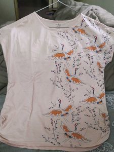 Peach Crane Print Top(XXXL)