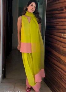 Chartreuse &amp; Pink Salwar Kameez