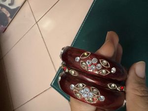 Red &amp; Rhinestone Bangles