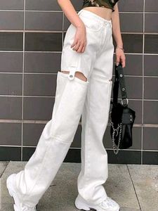 White Cut Out Jeans