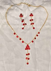 New Red &amp; Gold Jewelry Necklace Set