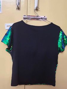 Electric Green Sequin Top