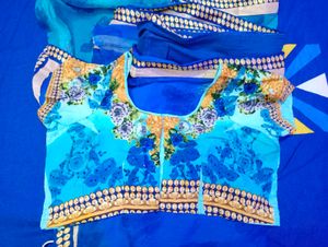 Blue Floral Saree Daily Wear