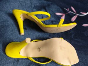 Yellow Stalk Heeled Sandals
