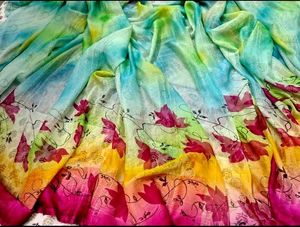 Floral Print Jute Saree