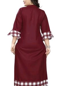 Women Checkered Pure Cotton Straight Kruti (Maroon