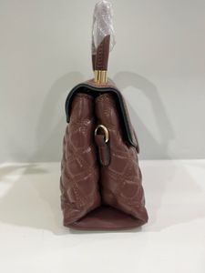 Maroon Quilted Top Handle Bag with Scarf