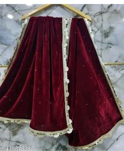 Maroon Velvet Dupatta