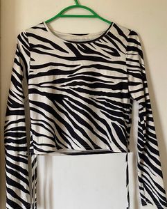 Urbanic Zebra Print Tie-Up Crop Top