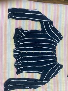 Deep Blue Ruffle Top