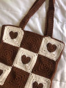 Heart Crochet Granny Square Tote