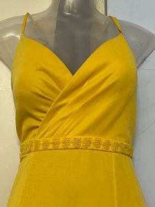 Pintrest Padded Yellow Tail Gown For Wedding Shoot
