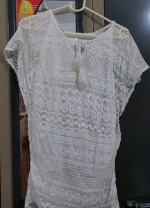 Bell SLEEVES CROCHET CREAM TOP