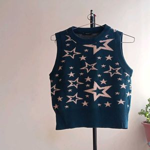 Star Pattern Sleeveless Sweater