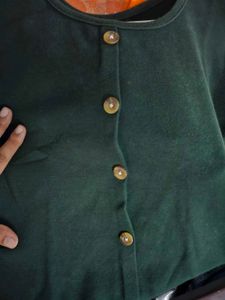Dark Green Button-Down Top