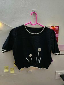 Floral Applique Knit Top