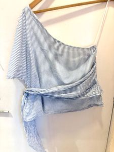 Striped One-Shoulder Tie Top