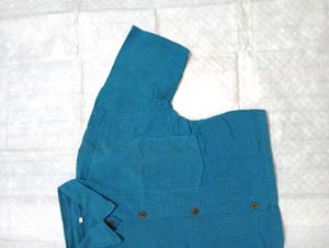 Blue Corduroy Crop Top