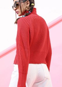 Coral Ribbed Knit Turtleneck